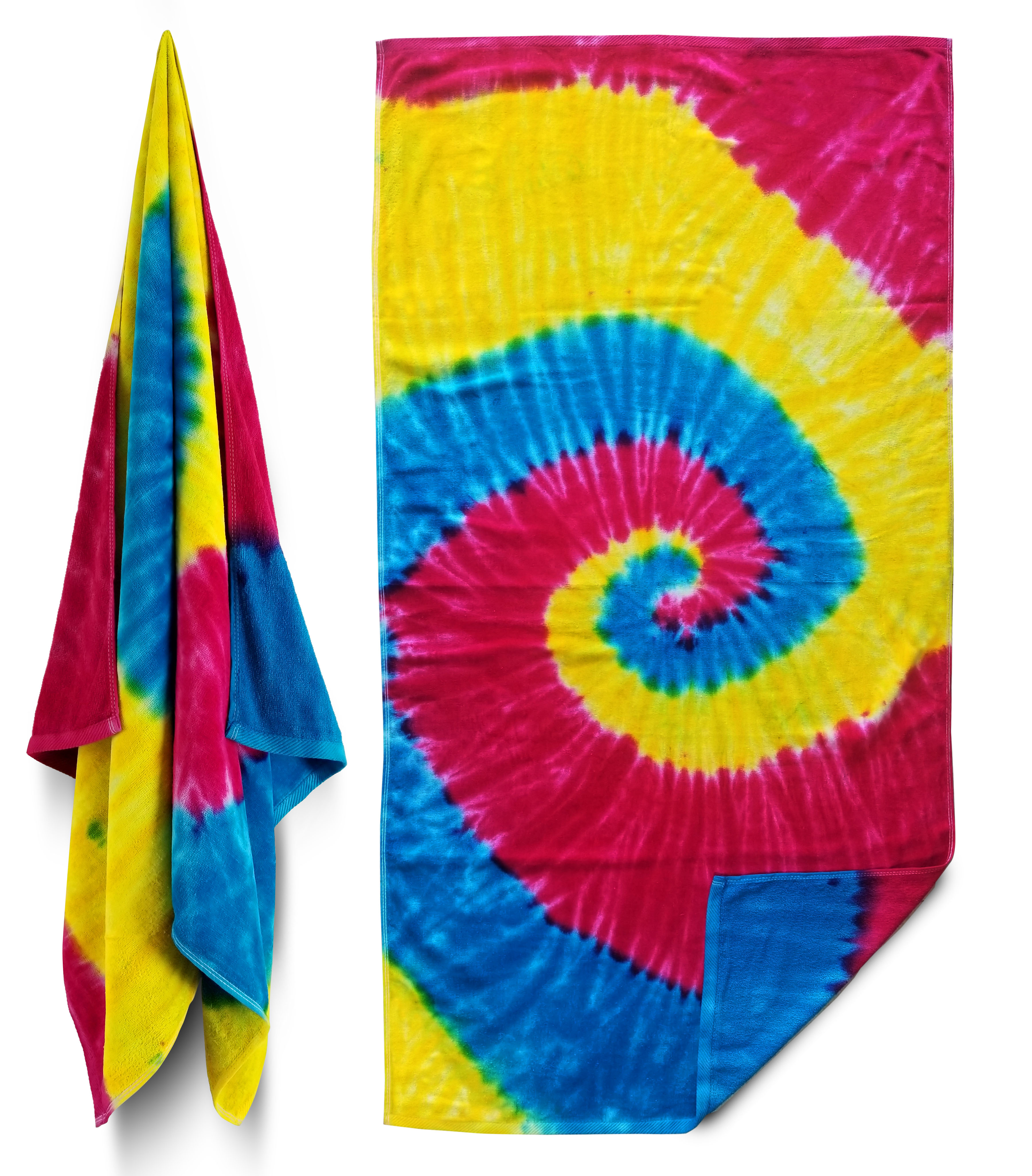30x60 Terry Beach Towels Cotton Velour Tie Dye, 11.5